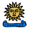 Chamacos logo shows a drawing of a sun with a face on it, and beneath this, a scroll with the word "chamacos"
