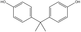 Black and white chemical structure of bisphenol A