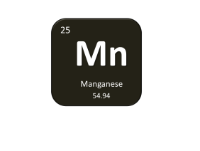 Periodic table entry for manganese that include the atomic number, abbreviation and mass