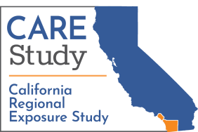 Logo for the CARE-3 study showing a blue map of California with Orange and San Diego counties in orange
